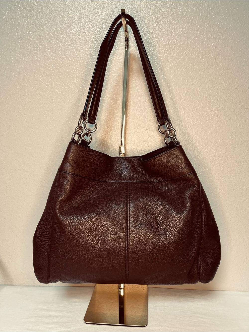 Coach Lexy Pebbled Leather Shoulder Bag in Oxblood - Picture 2 of 15
